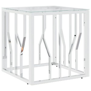 vidaXL Coffee Table Silver, Marble Stainless Steel, Tempered Glass Medium - 1 of 2