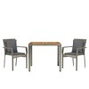 vidaXL 3 Piece Patio Dining Set with Cushions Gray Poly Rattan - 3 of 4