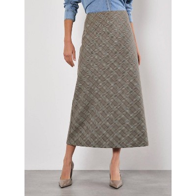 Women's Heritage Check Bias Maxi Skirt - APRICOT