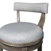 HomeRoots 26" Gray and Oak Fabric and Solid Wood Low Back Counter Height Swivel Bar Chair - 4 of 4