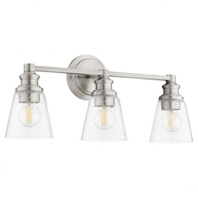 Quorum Lighting Dunbar 3-Light Satin Nickel Vanity with Glass Shades