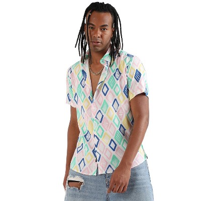 Campus Sutra Men Men's EcoLiva Multicolour Rhombus Strokes Shirt
