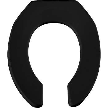 Never Loosens Round Open Front Commercial Plastic Toilet Seat Black - Mayfair by Bemis