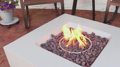Gray Concrete Square Propane Gas Fire Pit Table