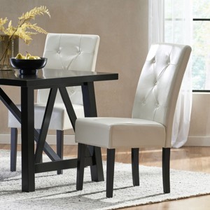 Coolbibila Faux Leather Dining Chairs Set of 2,Button Tufted Dining Room Chairs,High Back,Rubberwood Legs Mid Century Style Dinner Chairs - 1 of 4