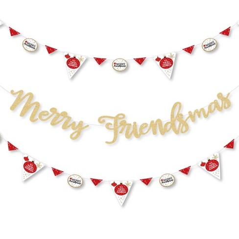 big dot of happiness red and gold friendsmas party letter banner decor 36 cutouts no mess real gold glitter merry friendsmas banner letters target