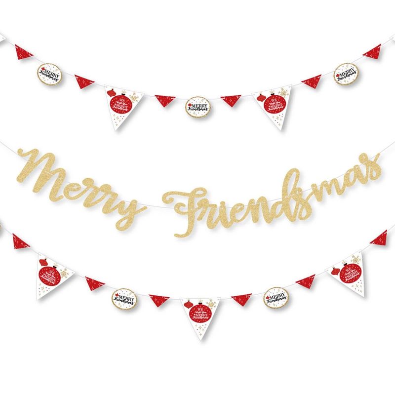 Big Dot of Happiness Red and Gold Friendsmas - Party Letter Banner Decor - 36 Cutouts & No-Mess Real Gold Glitter Merry Friendsmas Banner Letters, 1 of 9