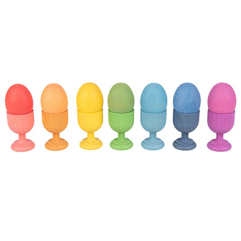 TickiT Rainbow Wooden Egg Cups, Set of 7, 3 of 5