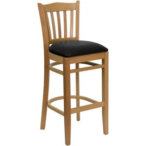 Emma and Oliver Vertical Slat Back Wooden Restaurant Dining Barstool - 1 of 4