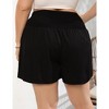 Women Plus Size Comfy Shorts Elastic High Waist Casual Summer Pleated Lounge RayonShorts - 4 of 4