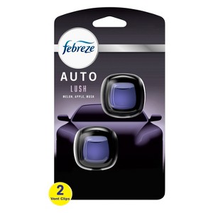 Febreze Unstopables AUTO Odor-Eliminating Car Freshener Vent Clip Lush Scent, .07 oz. Car Vent Clip, Pack of 2 - 1 of 4
