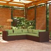 vidaXL Stylish 5-Piece Patio Lounge Set with Cushions, Poly Rattan Brown, Waterproof PE Rattan, Modular Design, Comfortable Cushions & Pillows - 2 of 4