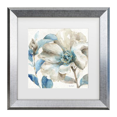 Silver Framed Blue and White Botanical Canvas Print