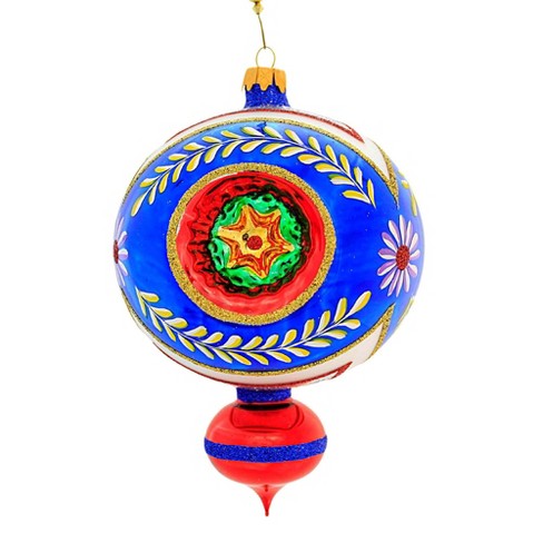 Sbk Gifts Holiday 7.5 Inch Blue Floral Triple Reflector Ornament ...