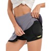 WhizMax Women Athletic Tennis Skirt Pleated Ruffle Hem High Waisted Golf Skirts with Pockets Shorts Running Workout - 4 of 4