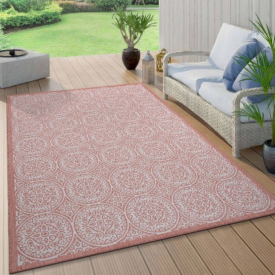 Terra Floral Circle Design 5' x 7' Easy-Care Outdoor Rug