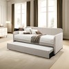 TiramisuBest Twin Size Daybed – Beige Linen & Weathered Oak Finish - 2 of 4