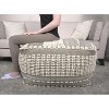 Rustic Wool and Cotton Large Pouf, Brown - 3 of 4