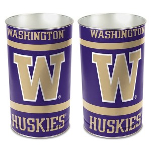 NCAA Washington Huskies Waste Basket: Tin Indoor Trash Can, Open Top, 13-Gallon Capacity - 1 of 3