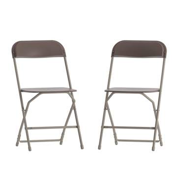 Emma and Oliver Set of 2 Stackable Folding Plastic Chairs - 650 LB Weight Capacity