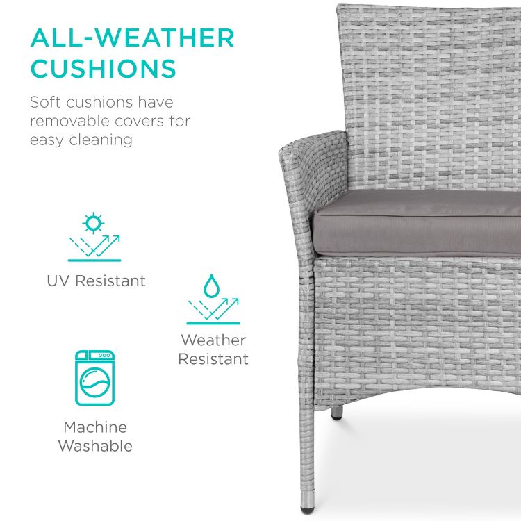 Best Choice Products 5-Piece Indoor Outdoor Wicker Patio Dining Table Furniture Set w/ Umbrella Cutout, 4 Chairs, 4 of 7