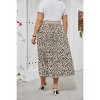 Clearlove Plus Size Pleated Skirt Women's Elastic Waist Boho  Midi Skirts with Pockets - 3 of 4