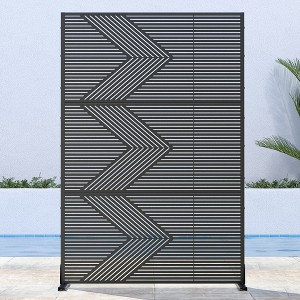 SpassWay 47" x 72" Black Metal Garden Trellis Privacy Screen Indoor Outdoor Room Divider Lattice Panel - 1 of 4