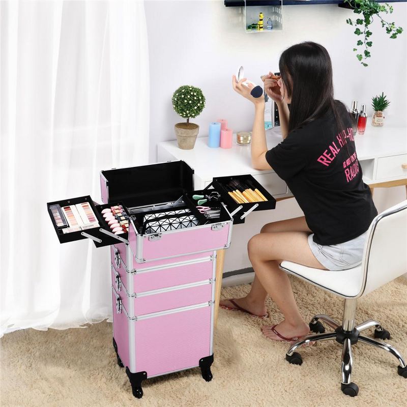 Yaheetech 4-In-1 Aluminum Rolling Cosmetic Makeup Train Cases, 2 of 8