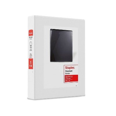 Staples 1" Standard 5-1/2" x 8-1/2" Mini View Binder with Round Rings White 580931