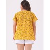Agnes Orinda Plus Size Womens Tops Keyhole Flutter Short Sleeve Chiffon Floral Pattern - 4 of 4