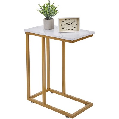VECELO C-Shaped End Side Table for Sofa/Couch, Snack TV Tray for Living Room or Bedroom