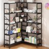 GustoWave 5 Tier Corner Bookshelf, Industrial Bookshelves, L Shape Tall Bookcase with Storage with Heavy Duty Metal Frame - 3 of 4