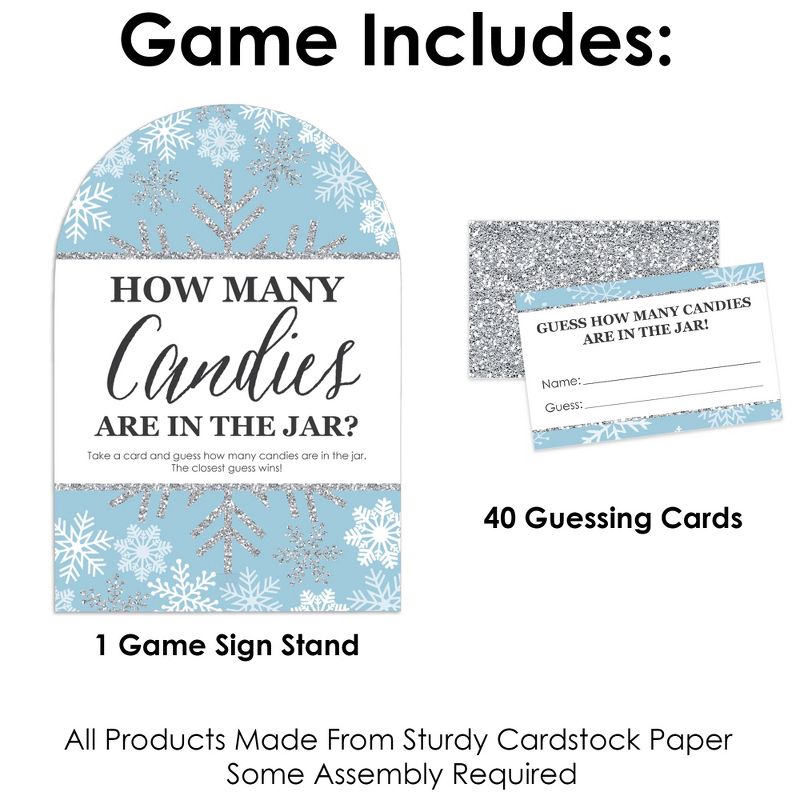Big Dot of Happiness Winter Wonderland - How Many Candies Snowflake Holiday Party and Winter Wedding Game - 1 Stand and 40 Cards - Candy Guessing Game, 3 of 9