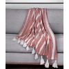 HomeRoots 50" X 60" Rust Woven Cotton Striped Throw Blanket with Tassels - 2 of 4
