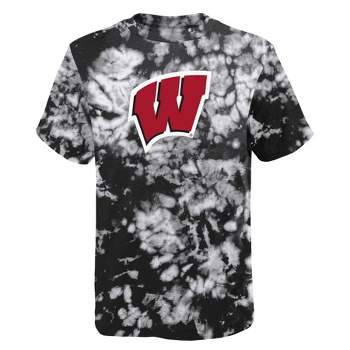 NCAA Wisconsin Badgers Boys' Black Tie Dye T-Shirt