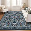 Washable Kitchen Runner Rug, Black Non-Slip Vintage Floral Print, Stain-Resistant Low Pile Accent Carpet for Bedroom, Laundry, Bathroom - 3 of 4