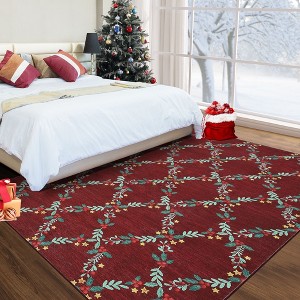 Christmas Area Rug Ultra-Soft Trellis Bedroom Carpet - 1 of 4
