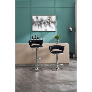 NicBex Bar Stools Set of 2 Adjustable Velvet Swivel Counter Stool, Dining Chair with Back and Chrome Footrest for Bar, Kitchen - 1 of 4