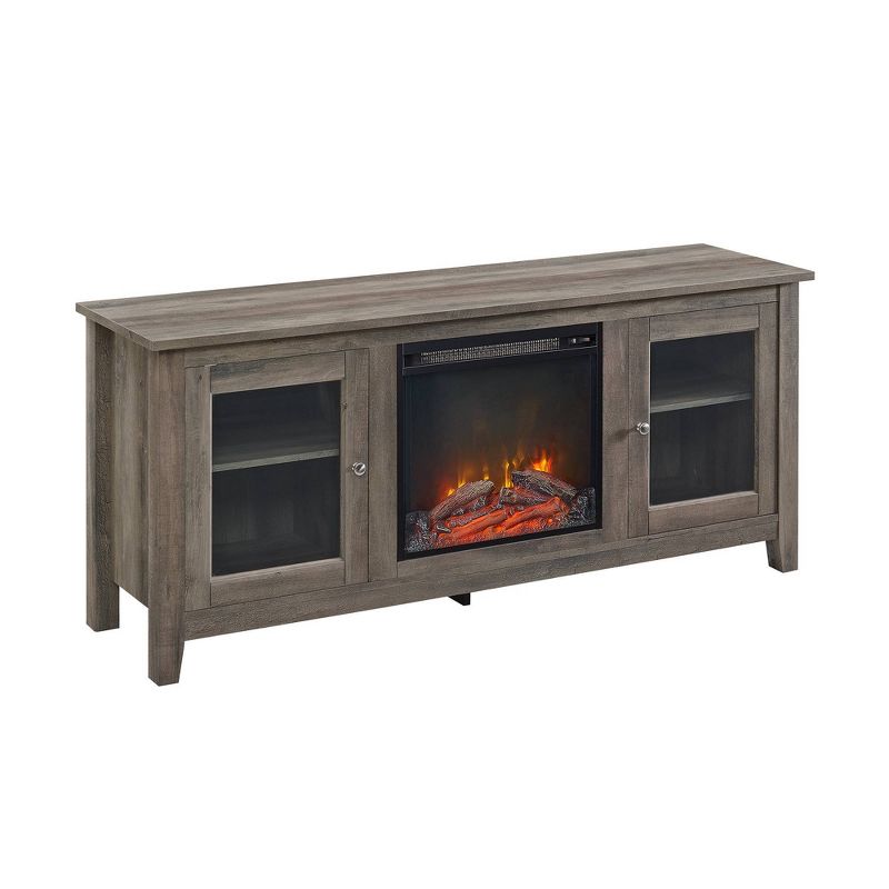 Transitional Glass Door Fireplace TV Stand for TVs up to 65" - Saracina Home, 1 of 14