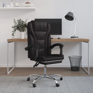 vidaXL Reclining Office Chair Black Faux Leather - 1 of 4