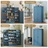 Resenkos Freestanding Kitchen Pantry Cabinet, Kitchen Cabinet with 12 Door Shelves, Double Doors, 5-tier Shelving, Blue - 3 of 4