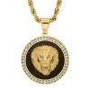 Steeltime Men's stainless steel, black enamel and simulated diamonds lion head round pendant. Color Options: Silver, Gold - 2 of 4