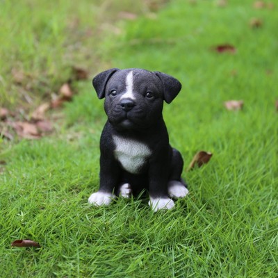 6.5" Polyresin Sitting Staffordshire Pitbull Puppy Statue Black - Hi-Line Gift