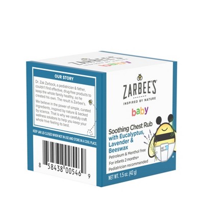 Zarbee&#39;s Baby Soothing Chest Rub, Eucalyptus, Lavender &#38; Beeswax - 1.5 oz