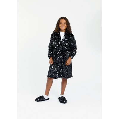 Sleep On It Boys Outer Space Plush Fleece Shawl Collar Robe with Matching Slippers