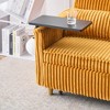 54.13" Pink Corduroy Pull-Out Sofa with Movable Tabletop, USB & 2 Throw Pillows - 2 of 4