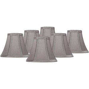 Springcrest Set of 6 Bell Chip Chandelier Lamp Shades Pewter Gray Small 3" Top x 6" Bottom x 5" High Candelabra Clip-On Fitting - 1 of 4