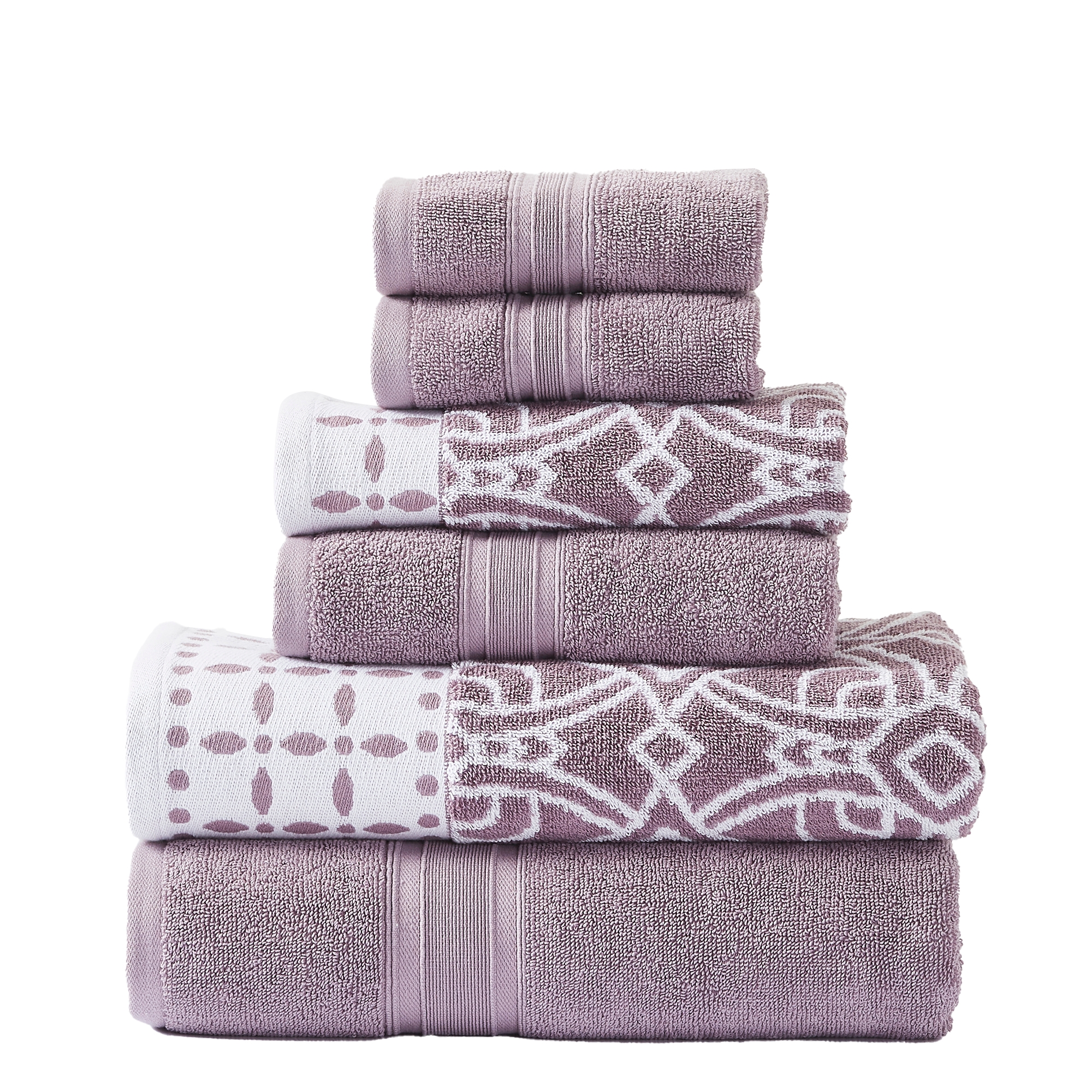 Modern Threads Monroe 6-pc Yarn Dyed Jacquard/Solid Towel Set, Orchid