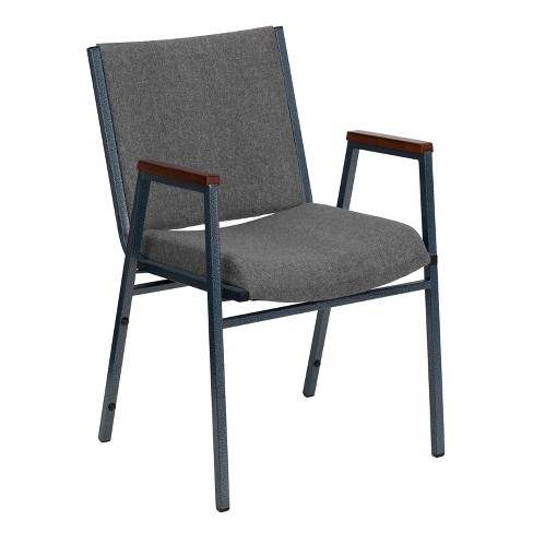 HEAVY DUTY GRAY FABRIC STACK OFFICE CHAIR with ARMS 