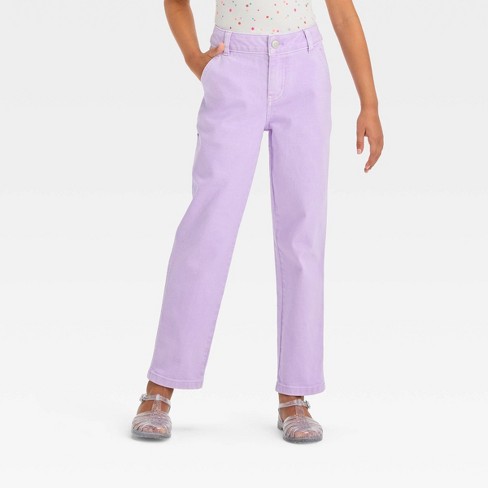 Girls' High-rise Carpenter Ankle Straight Jeans - Cat & Jack™ Lavender 16 :  Target